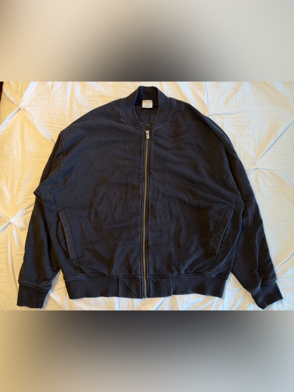 Gymshark Full-Zip Fleece Sweatshirt Jacket Black Men's Size M Logo Pockets